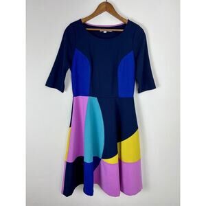 Boden Midi Dress Women's 8 Colorblock Alice Ponte Knit Fit & Flare Stretch